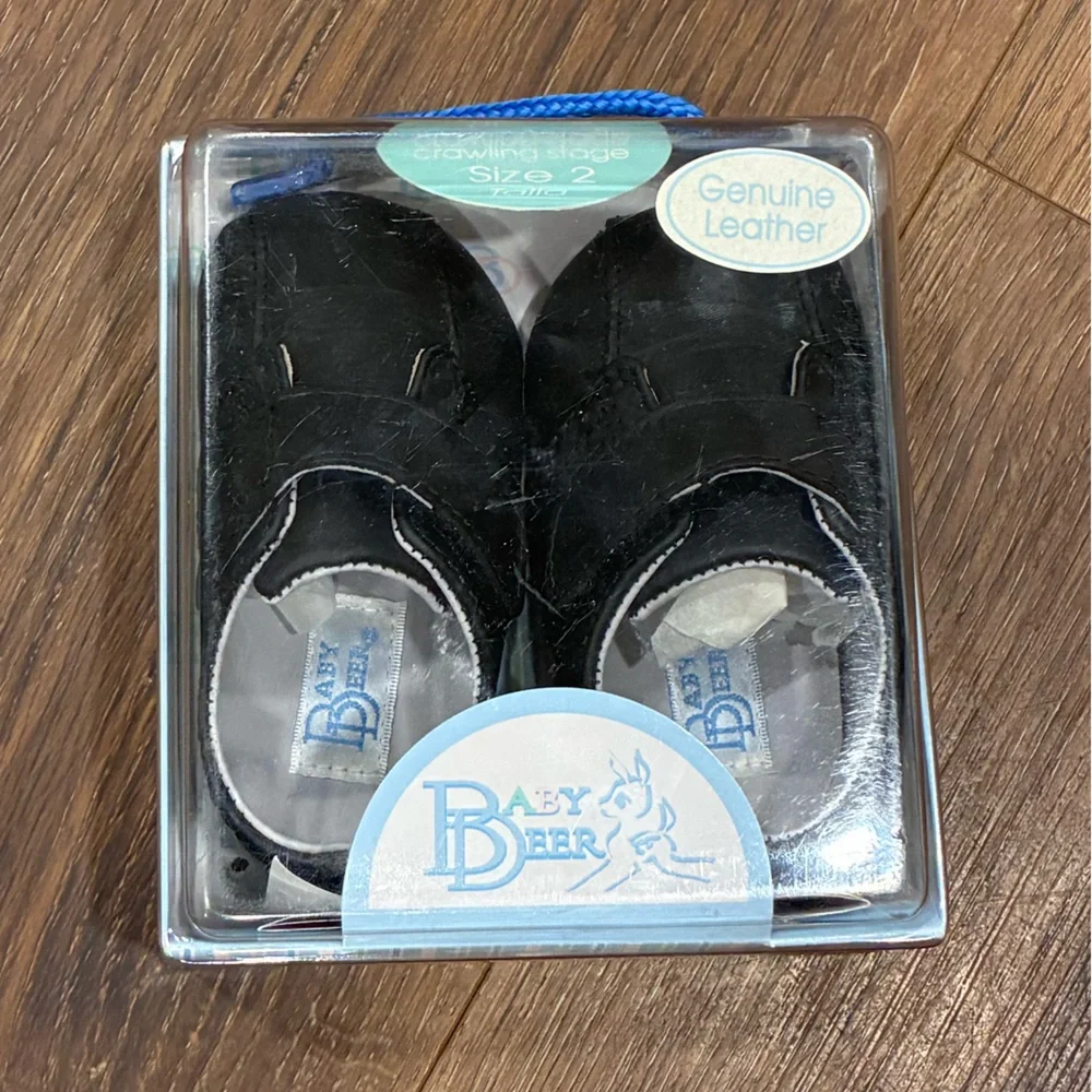 NWT Baby Deer Black Leather Dress Shoes Size 2 Baby